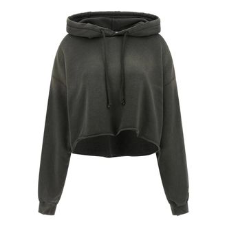 Golden Goose Star Cropped Hooded Sweatshirt - female - Golden Goose - Hoodies - Gray - XS - Sweatshirts & Hoodies