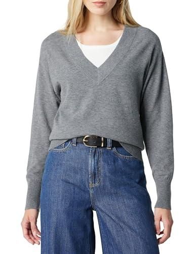 Pull Col En V Basically You Taille 38 Gris - Viscose, Polyamide, Laine Angora, Occasion