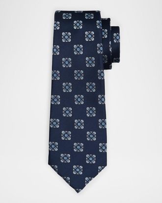 Kiton Men & apos;s Silk Medallion 7-Fold Tie