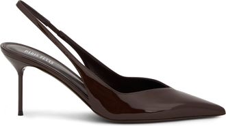 PARIS TEXAS Womens Slingback Pumps Patent Calfskin Black Sandal