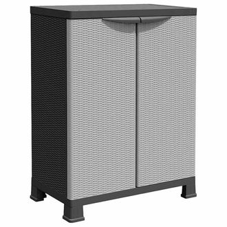 Berkfield Home Plastic Cabinet 68x39x92 cm Rattan Design in Grey | Size: 68 x 39 x 92 cm