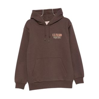 Filson Hoodies, male, Brown, M, Brown Hooded Jumper with Pouch Pocket