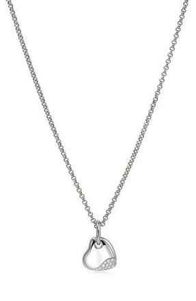 John Hardy Pebble Heart Pav&eacute; Diamond Short Pendant Necklace in Silver at Nordstrom Rack, Size 18