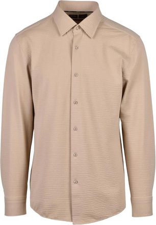 HUGO BOSS Heren, Overhemden, Beige, Maat: 2XS Polyamide