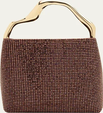 Cult Gaia Solene Mini Rhinestone Sculptural Top-Handle Bag