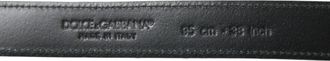 Dolce & Gabbana Mens Black Leather Silver Metal Buckle Belt