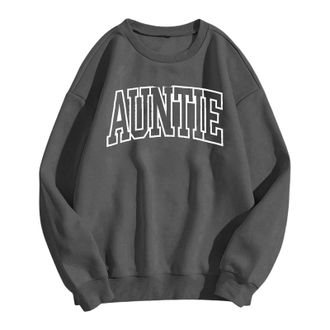 Generic Womens Aunt Sweatshirt Cool Aunt Crewneck Sweatshirt Auntie Letter Print Long Sleeve Pullover Top Womens Jumpers Ladies Jumpers