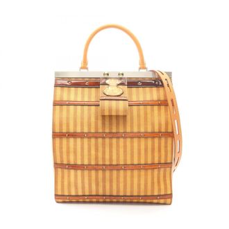 Louis Vuitton Brown Coated Canvas Leather Handbag Tote Bag (Pre-Owned)