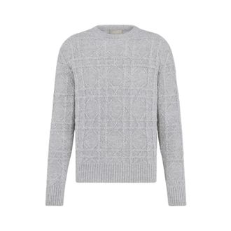Dior Truien & Vesten, Heren, Grijs, L, Linnen, Icons Cannage Sweater