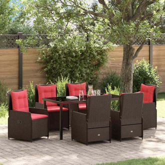 vidaXL Conjunto De Comedor De Jard&iacute;n 7 Pcs Marr&oacute;n Polirat&aacute;n Vidaxl