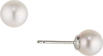 Nadri Cultured Freshwater Pearl Stud Earrings in Rhodium at Nordstrom
