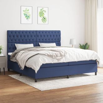 vidaXL Vidaxl - Cama Box Spring Con Colch&oacute;n Tela Azul 200x200 Cm