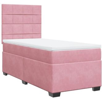 vidaXL Cama Box Spring Con Colch&oacute;n Terciopelo Rosa 80x200 Cm Vidaxl