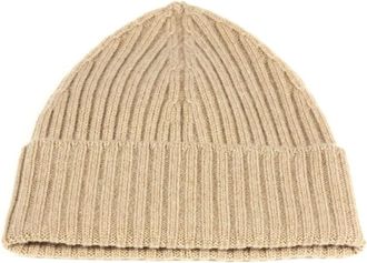KANGRA Accessoires, Heren, Beige, ONE Size, Kasjmier, Geribbelde Kasjmier Mutsen