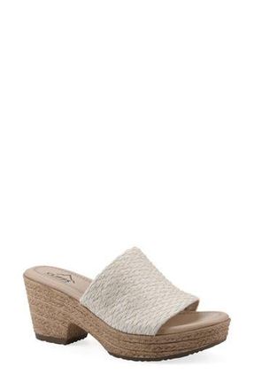 White Mountain Biancia Platform Slide Sandal in White/Metallic/Fabric at Nordstrom Rack, Size 9.5