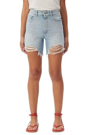 DL1961 Emilie Ripped High Waist Fray Hem Denim Shorts in Fountain at Nordstrom Rack, Size 23