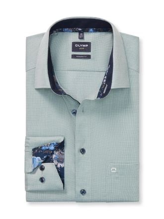 Olymp Businesshemd OLYMP Luxor modern fit New-Kentkragen, Herren, Gr. 37, N-Gr, grau (kitt), Web, Obermaterial: 100% Baumwolle, k&ouml;rpernah, 2-Knopf-Manschett