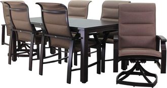 Courtyard Casual Creative Outdoor Products Courtyard Casual Madison Rust 7Pc 70In Rectangle Mixed Dining Set
