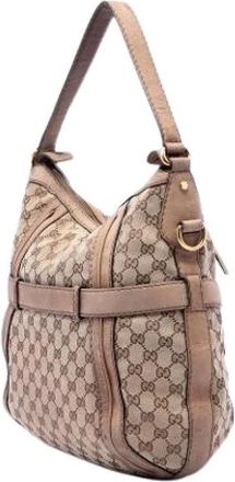 Gucci Pre-owned Vintage Canvas Satchel - Dames - Vintage Schoudertas - Beige - ONE Size - Leer - Vintage