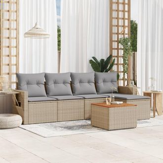 vidaXL Vidaxl - Juego De Sof&aacute;s Jard&iacute;n Con Cojines Beige Mezcla 6 Pzas Rat&aacute;n Pe