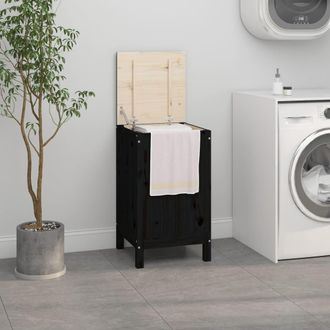 vidaXL Vidaxl - Ba&uacute;l Para La Colada Madera Maciza De Pino Negro 44x44x76 Cm