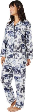 The Cats Pajamas Luxe Pima Pajama Set Conversational in Safari Toile at Nordstrom, Size X-Large