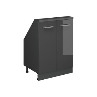 Vicco Armario De Cocina Para Techo Inclinado R-line, Antracita Brillo Intenso/antracita, 60 Cm Con 2 Puertas, Vicco