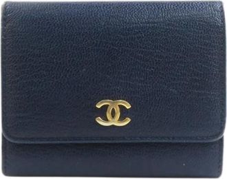 Chanel Pre-owned Leather Wallet - Dames - Vintage Accessoires - Blauw - ONE Size - Leer - Vintage