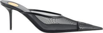 Saint Laurent Ren&eacute;e Mules in Mesh - Dames - Muiltjes - Zwart - 41 EU - Leer - Schoenen
