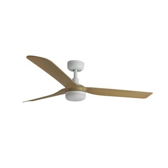 Netlighting Punt 132cm LED Ceiling Fan Matt White Maple Blades CCT