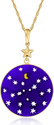 Ross-Simons Italian Blue Murano Glass Stars and Moon Pendant Necklace in 18kt Gold Over Sterling