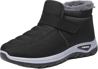 Generic Womens Plush Lined Winter Sneakers, Waterproof Orthopedic Wide Width Snow Boots, Fur Lined Slip on Warm Ankle Boots (black,4.5)