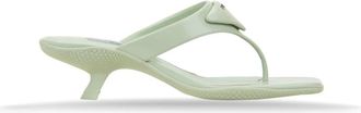 Prada Dames Instap leren sandalen - Dames - Muiltjes - Groen - 36 1/2 EU - Schoenen