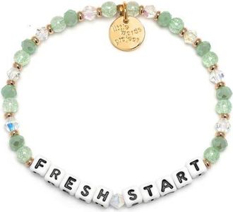 Little Words Project Fresh Start Beaded Stretch Bracelet in White/Green at Nordstrom, Size Small