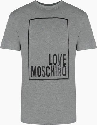 Love Moschino Mens Love Moschino Box Logo Grey T-Shirt - Size: 40