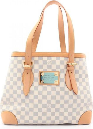 Louis Vuitton White Coated Canvas Damier Azur Leather Handbag Tote Bag (Pre-Owned)