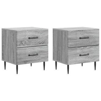 vidaXL Armario De Noche 2 Pcs Gris Sonoma 43 X 34,5 X 47,5 Cm Vidaxl
