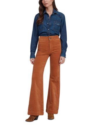 ASKK NY Brighton Wide Leg Corduroy Pants In Brown