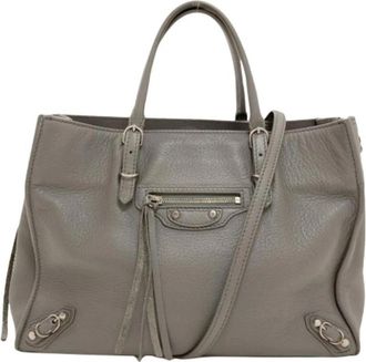 Balenciaga Pre-owned Vintage Handtas - Dames - Vintage Handtas - Grijs - ONE Size - Leer - Vintage