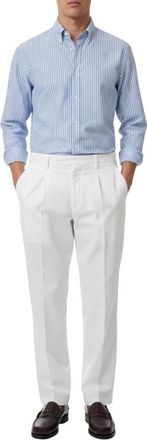 BRIGLIA 1949 Pantalone cotone seta elasticizzato con pences - Heren - Chinos - Wit - XL - Katoen - Broeken