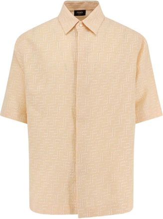 Fendi Overhemden, Heren, Beige, M, Katoen, Witte Klassieke Knopenblouse