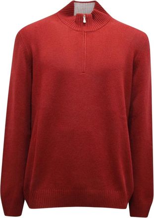 Gran Sasso Lupo Half Zip Sweater - Heren - Coltruien - Rood - 2XL - Wol - Truien & Vesten
