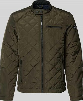 Replay Regular Fit Steppjacke mit Stehkragen in Oliv, Gr&ouml;&szlig;e XXL