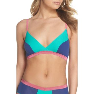 Cosabella Mixed Mesh Crossover Bralette in Jung Green/Marblu at Nordstrom, Size Medium