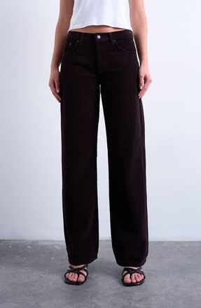 Topshop Low Rise Straight Leg Corduroy Pants in Brown at Nordstrom Rack, Size 30 Tall