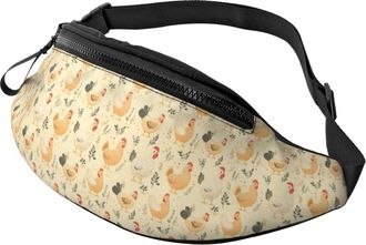 Generic Flower Chicken A Print Bum Bags Bum Bag With Headphone Jack Bumbags For Running Gym Walking 14X35Cm
