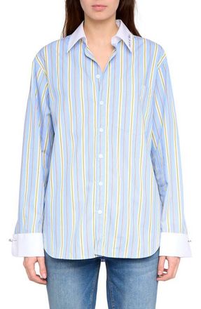 Zadig&Voltaire Morning Stripe Cotton Poplin Button-Up Shirt in Sixtine at Nordstrom, Size X-Small