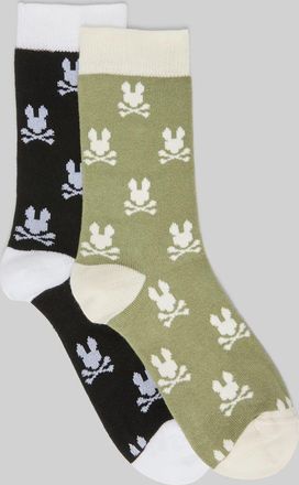 Psycho Bunny Kids 2 Pack All Over Bunny Dress Sock MULTI / L/XL