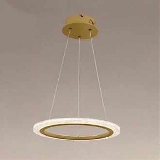 Trade Shop Trade Shop Traesio - Trade Shop - Lampadario A Sospensione Led 24 Watt Cerchio Anello Effetto Cristallo Oro 31913