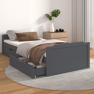 Berkfield Home Bed Frame with Drawers Dark Grey Solid Wood Pine 90x200 cm